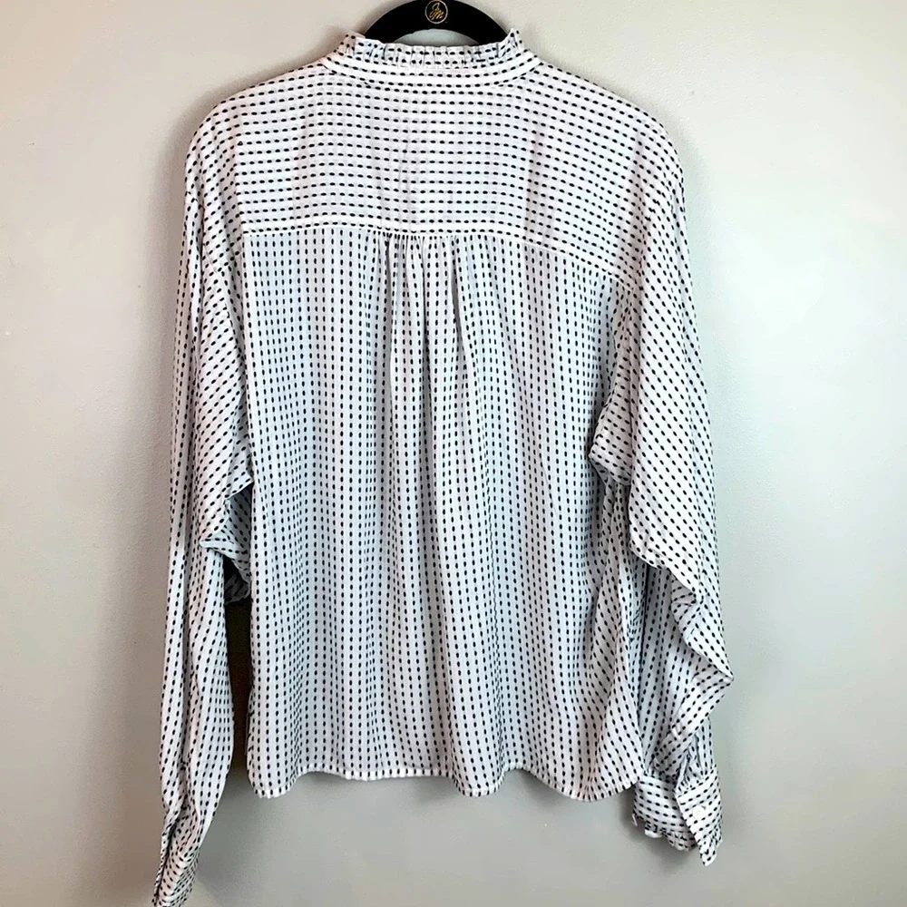LOFT Striped Ruffle Trim Shirt NWT - Picture 8 of 9